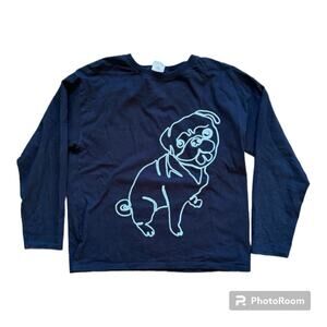 Zara Girls’ Sweatshirt with Pug Black Size 11/12